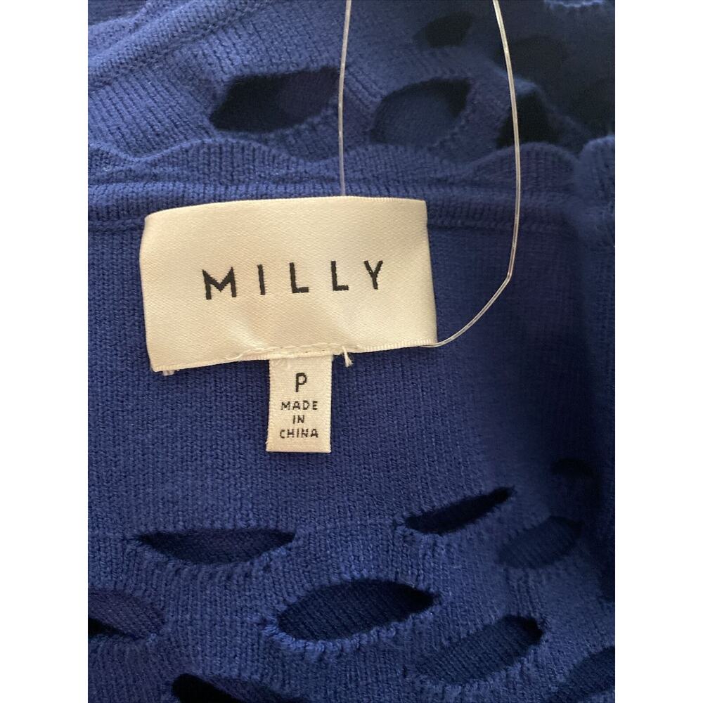 Milly New York Royal Blue Laser Cut Out Dress Fit Flare Size P - Picture 5 of 7
